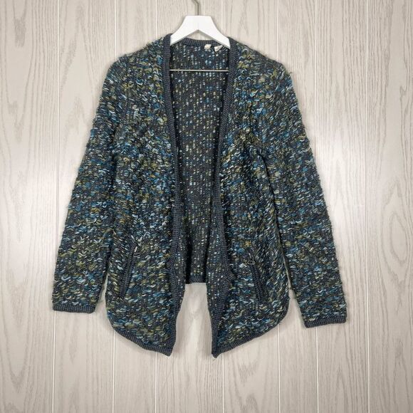 Anthropologie Keavy Chunky Knit Wool Blend Cardigan Sweater Grey Multi Size XS - Picture 3 of 9